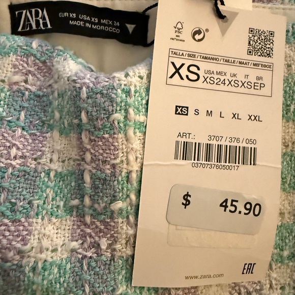 Zara Plaid Skort in Mint and Lavender - Picture 3 of 3